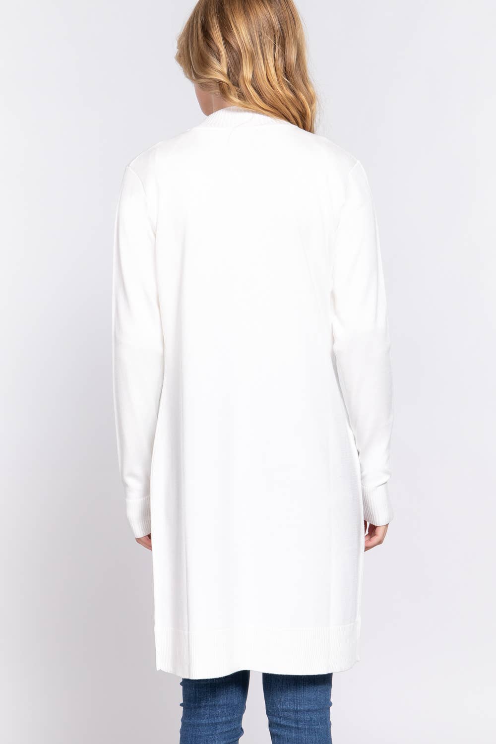 Rib Banded Open Tunic Cardigan
