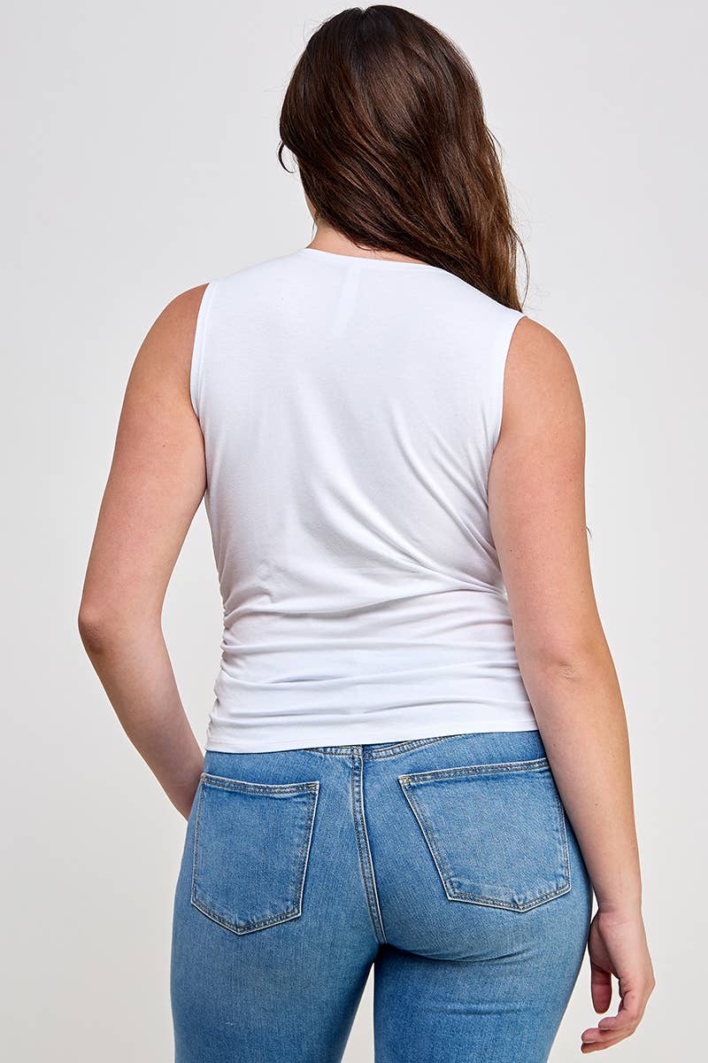 Plus V-Neck Ruched Tank