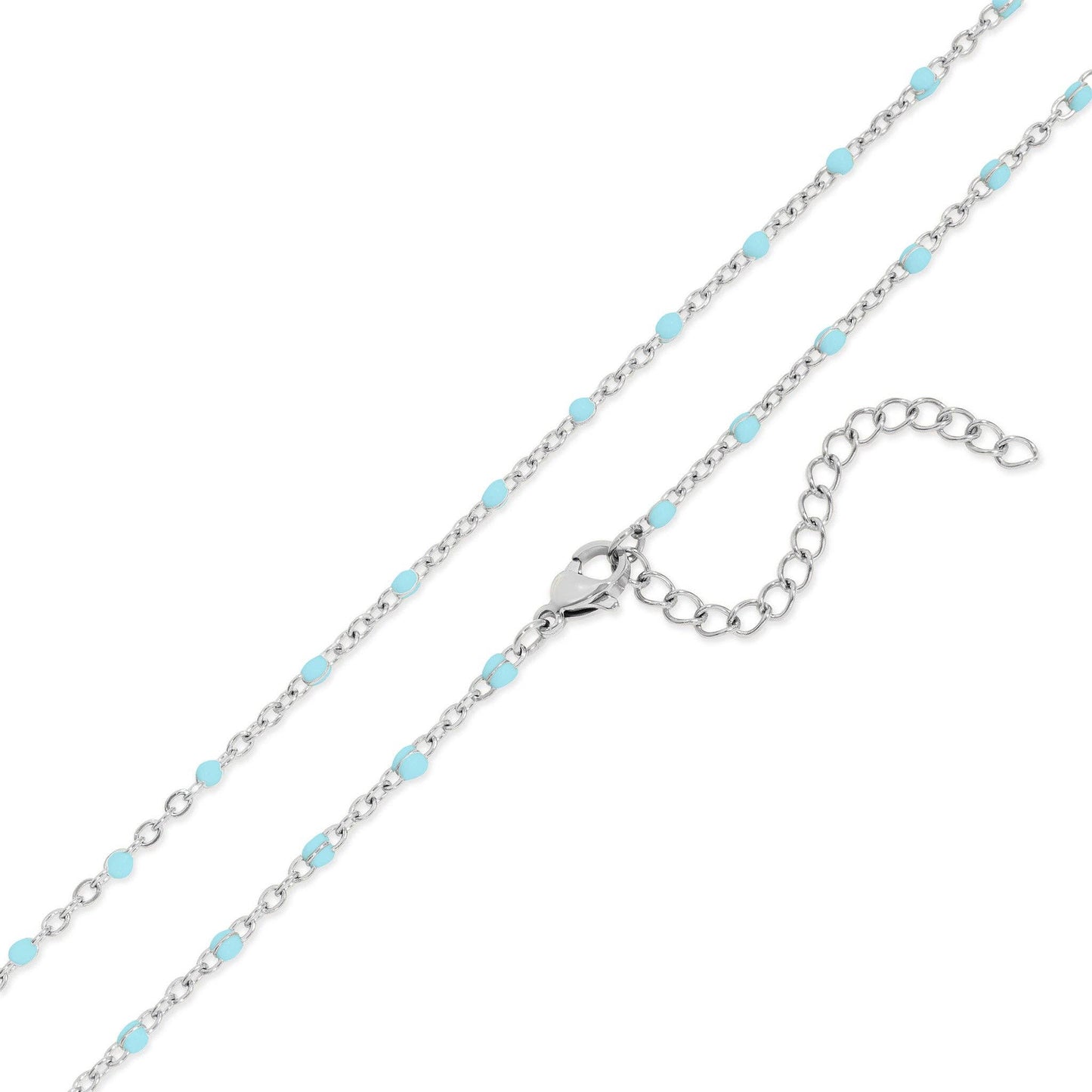 Stainless Turquoise Chain Necklace: 16"