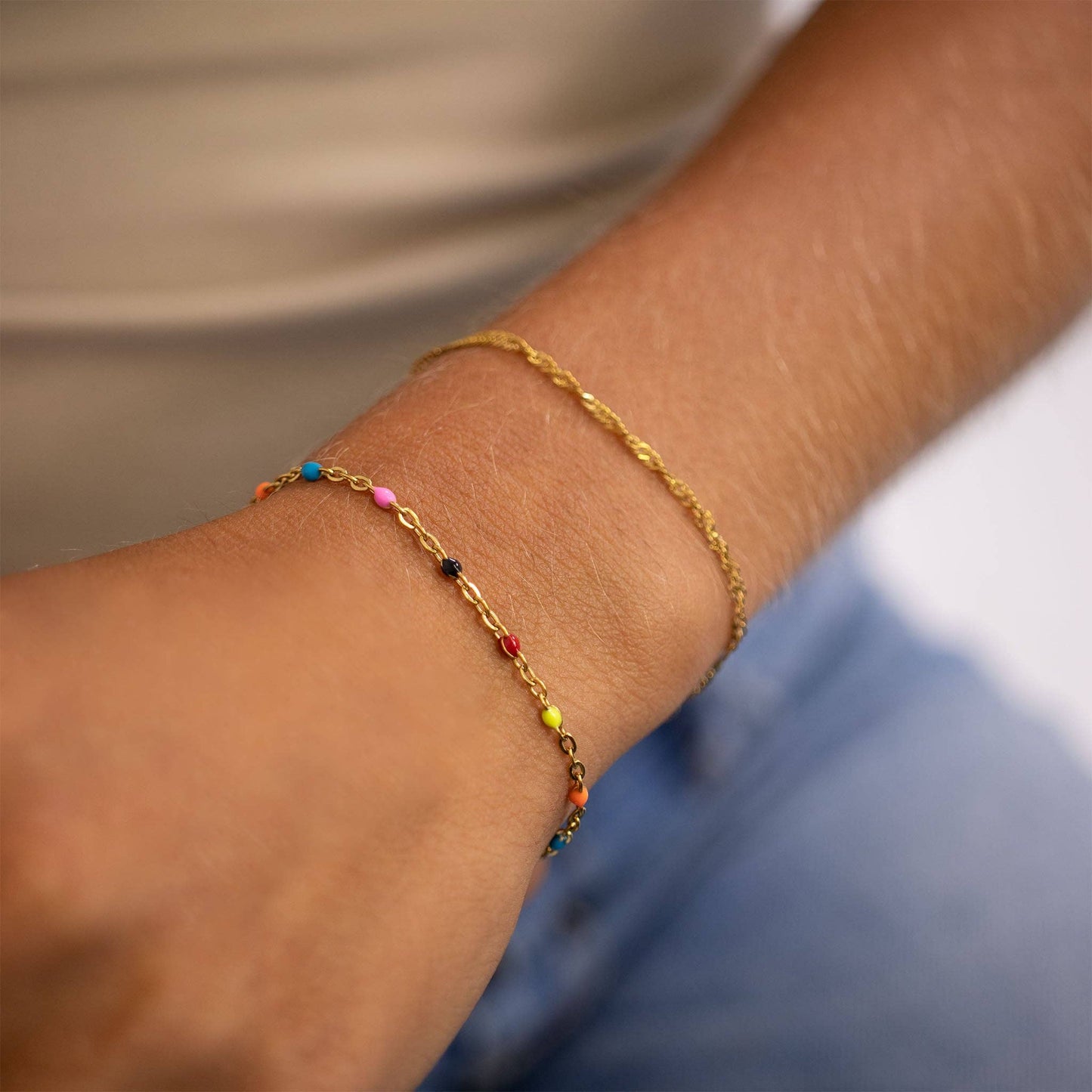 Gold Muti Color Confetti Bracelet