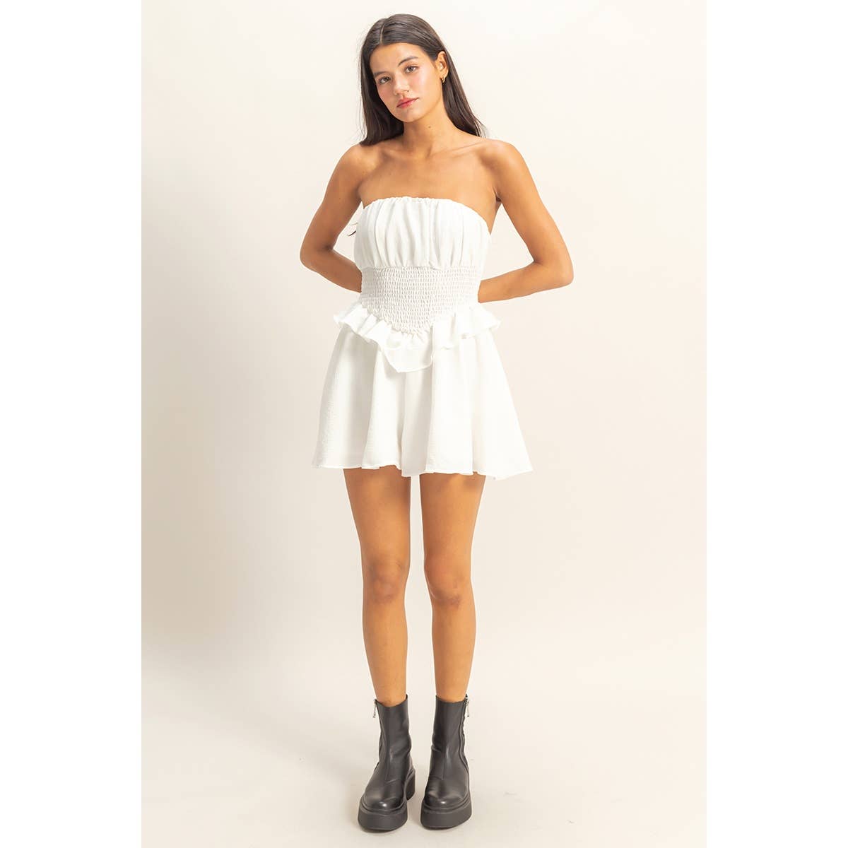 Strapless Ruffled Mini Romper