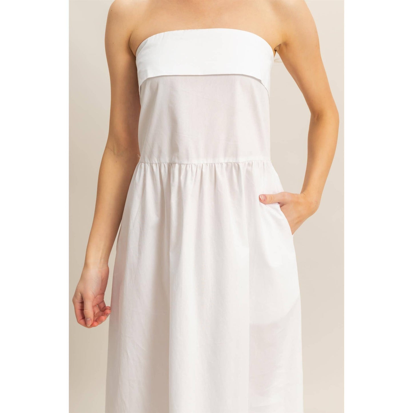 Strapless Fit And Flare Midi Dress