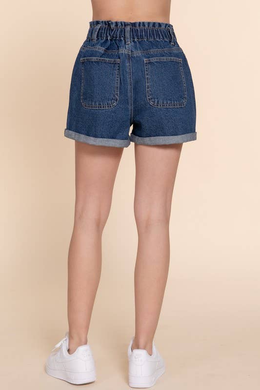 Paper Bag Denim Shorts