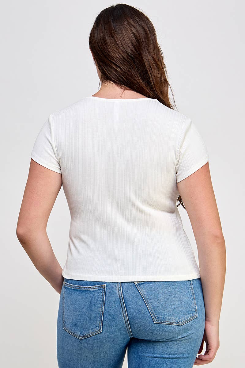 Plus Short Sleeve Ribbed Knit Shirt