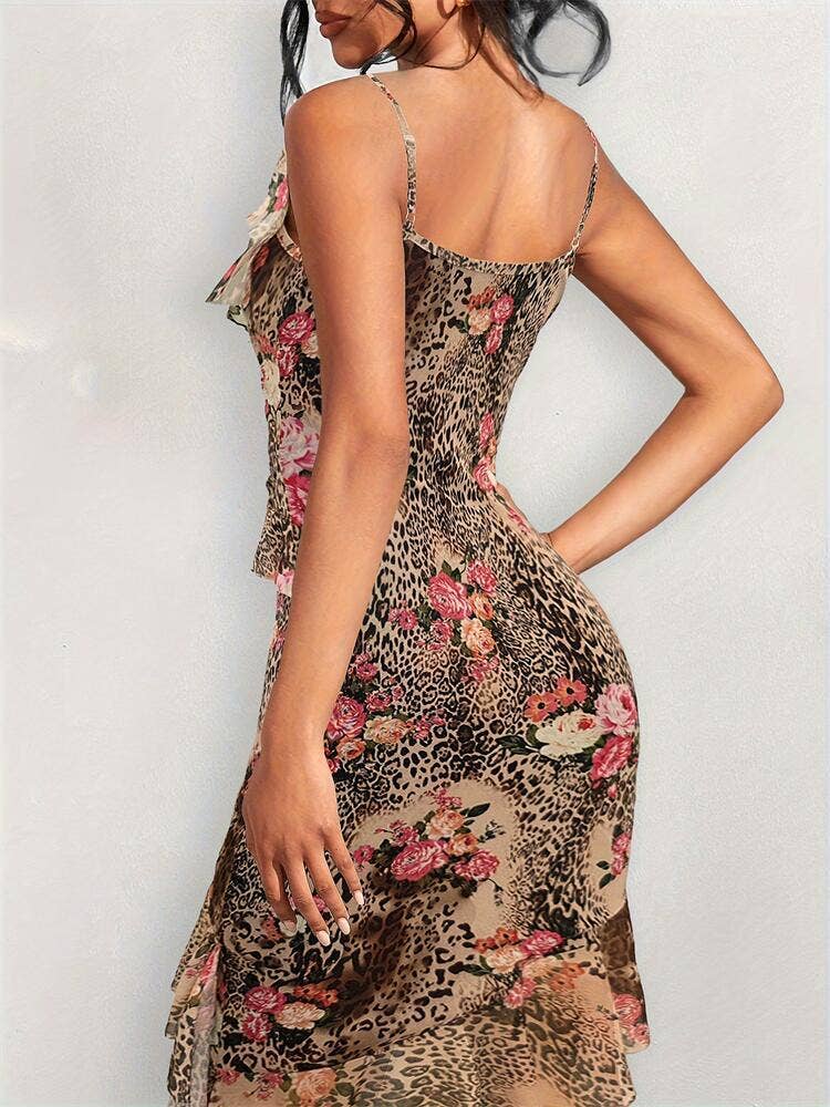 Leopard Ruffled Cami Dress