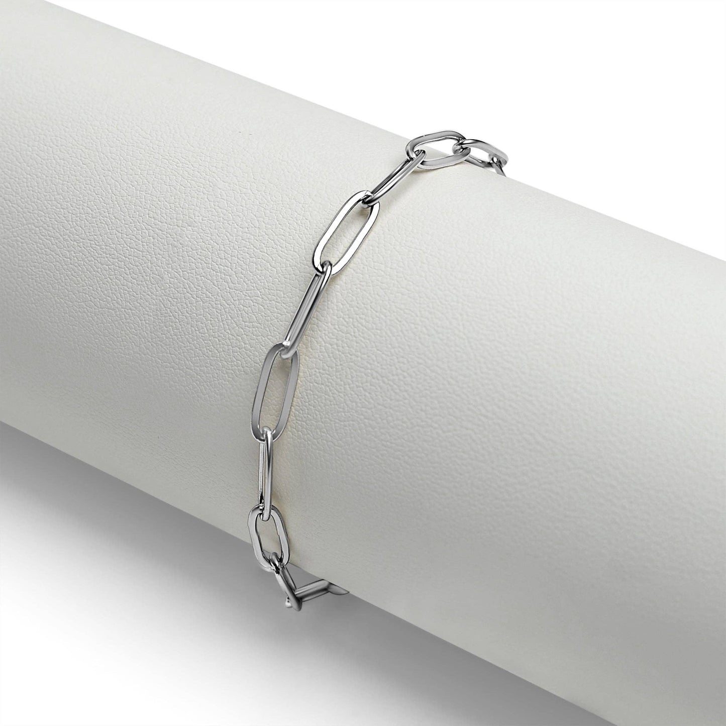 Stainless Paperclip Charm Keeper Bracelet