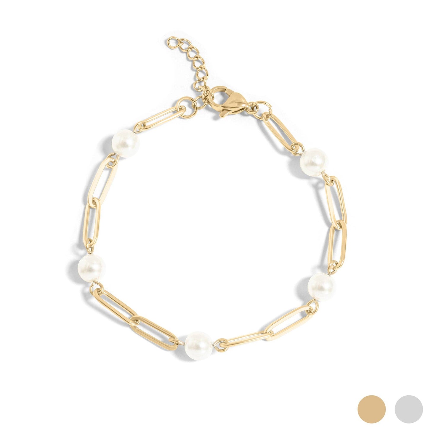 Multi Pearl Paperclip Chain Bracelet