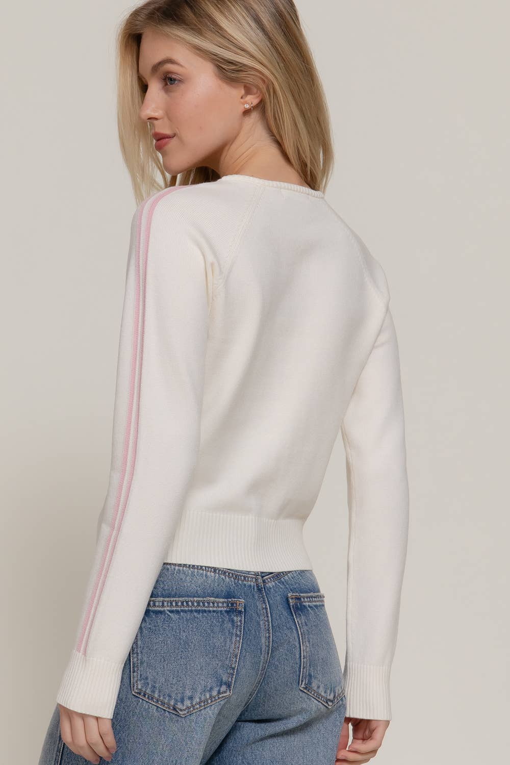 86 Line Detail Zip-Up Sweater Cardigan