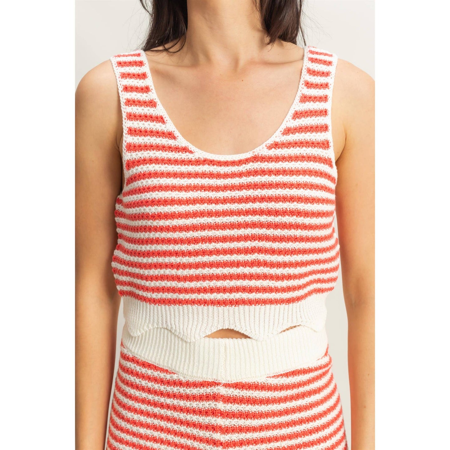 Striped Sleeveless Tank And Shorts Set