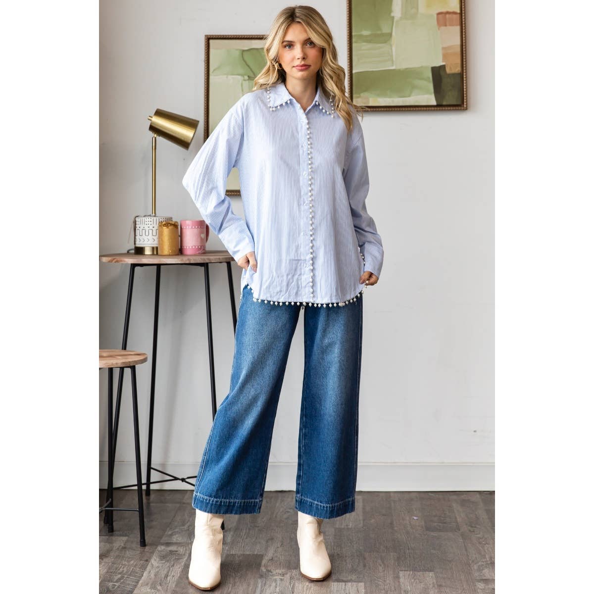 Pearl Pin Stripe Dress Shirt