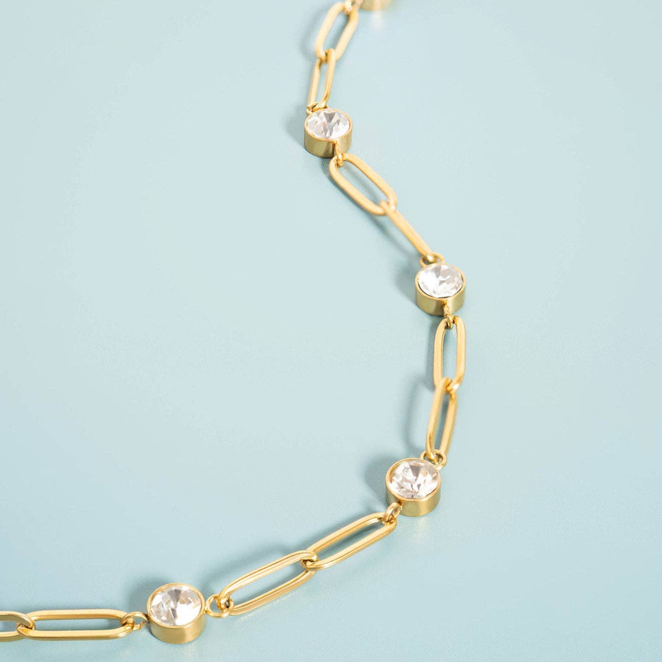 Gemstone Station Paperclip Bracelet