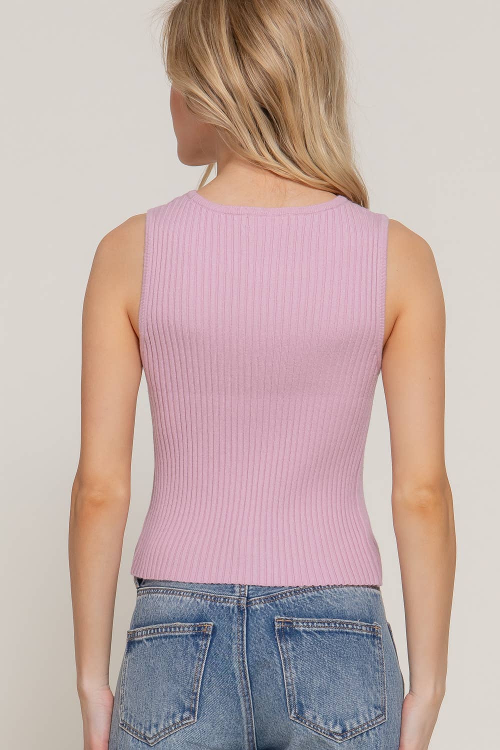 Ribbon Front Sleeveless Sweater