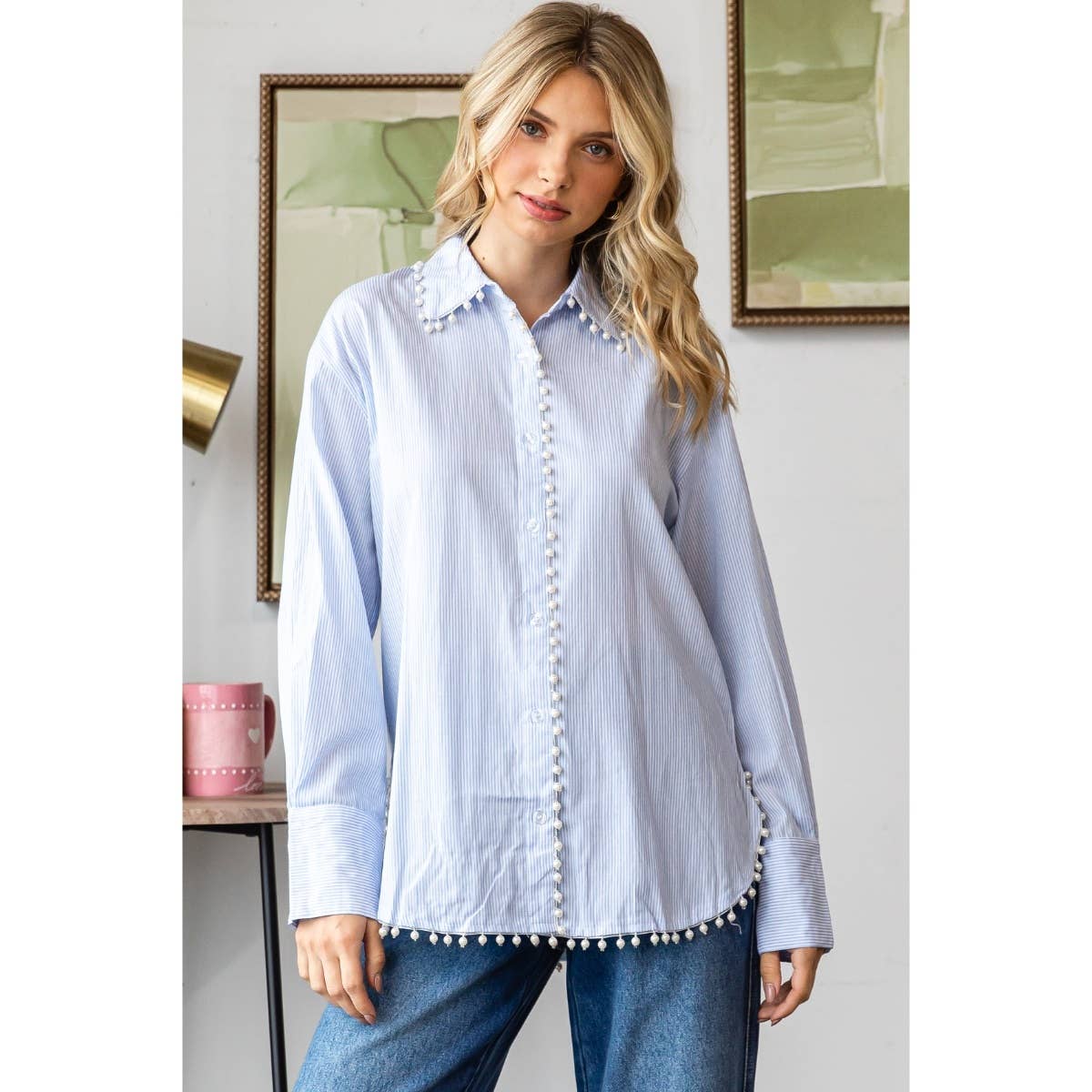 Pearl Pin Stripe Dress Shirt