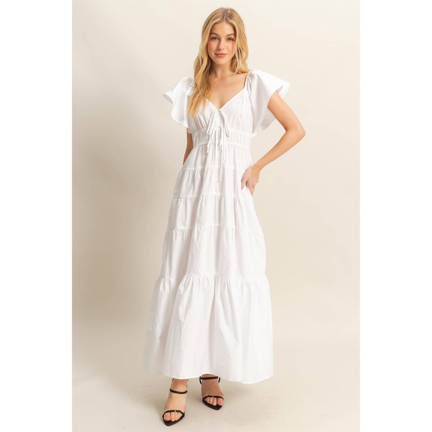 Flutter SleeveTiered Maxi Dress