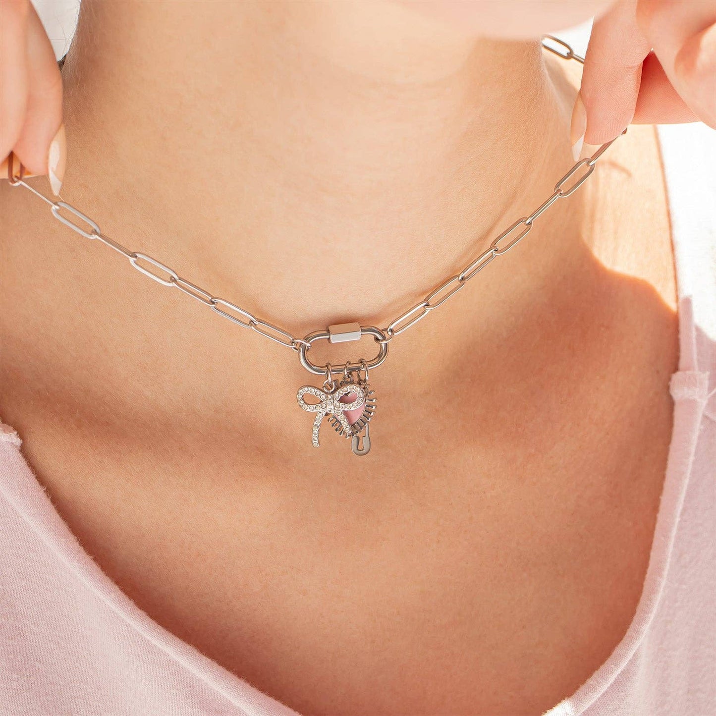 Carabiner Paperclip Necklace 16"