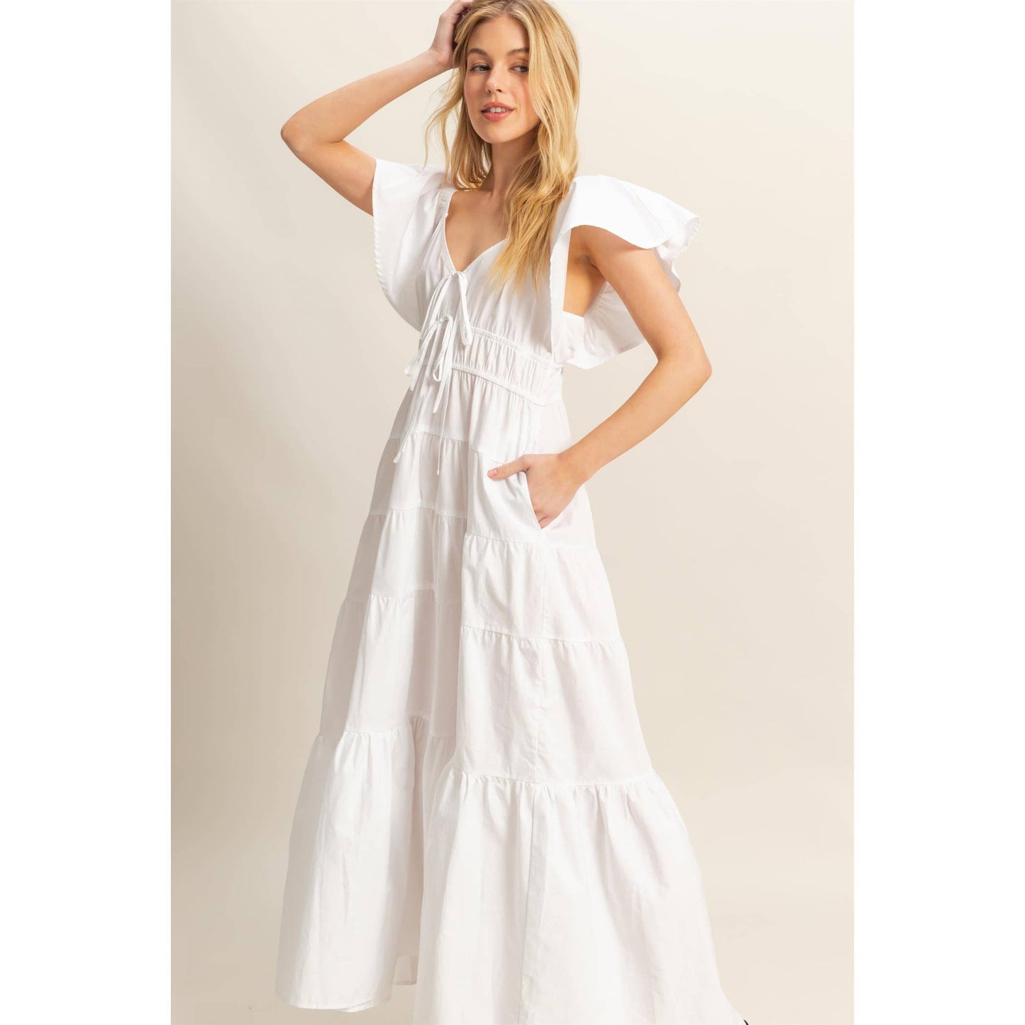 Flutter SleeveTiered Maxi Dress