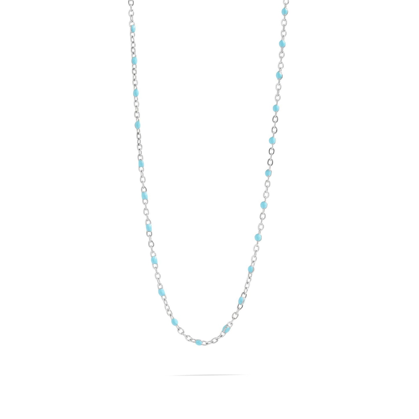 Stainless Turquoise Chain Necklace: 16"