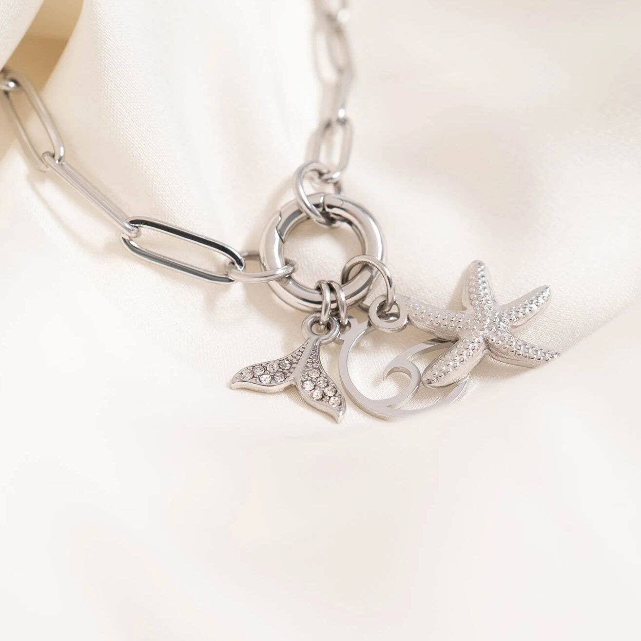 Stainless Paperclip Charm Keeper Bracelet