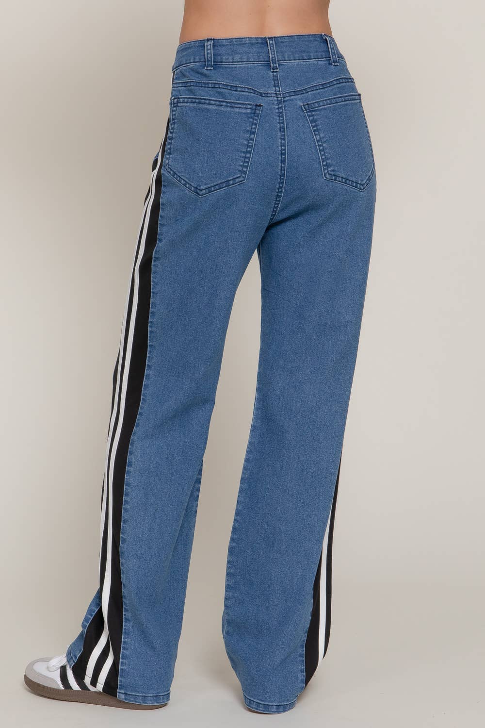 Side Stripe Straight Fit Denim Pants