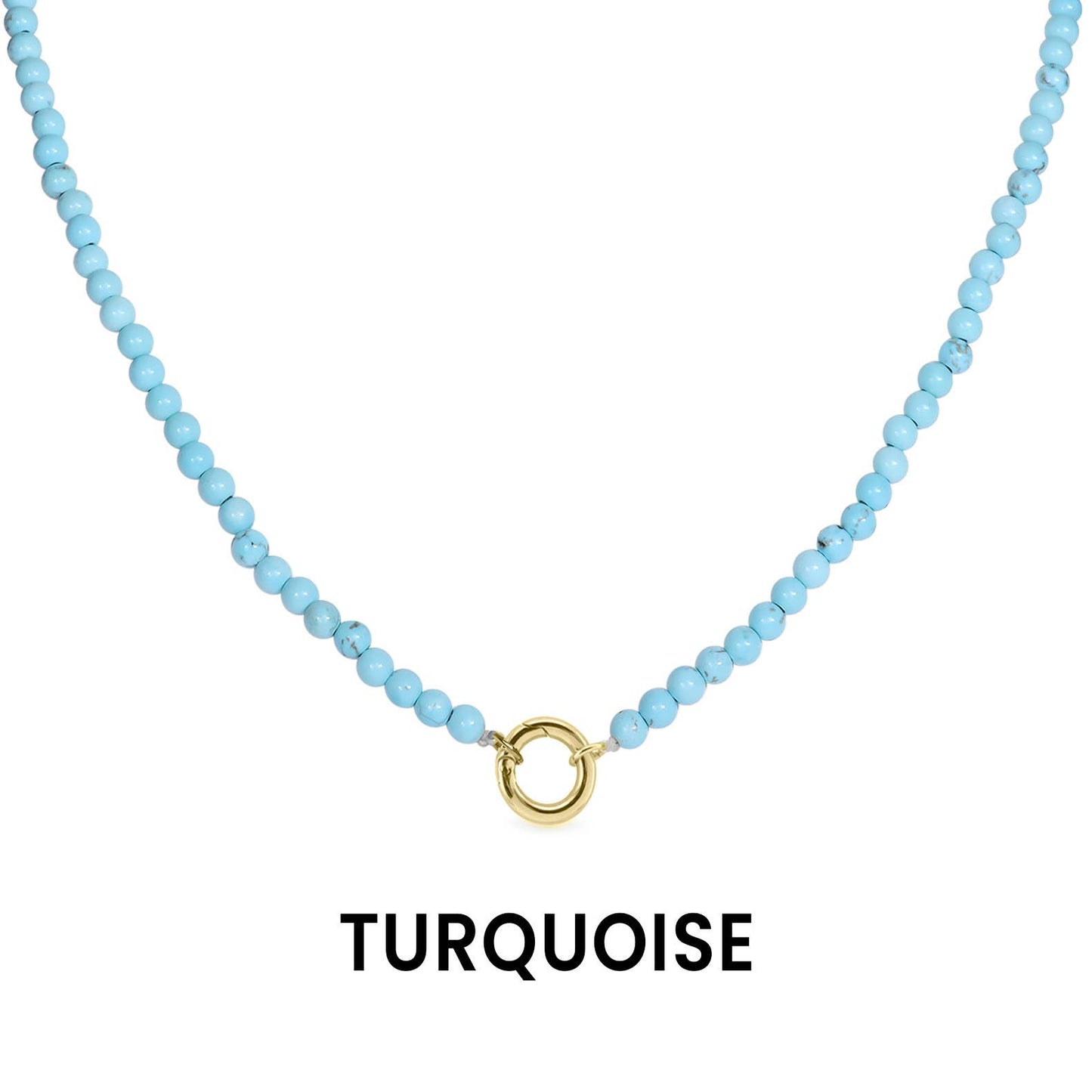 Semi Precious Stone Charm Keeper Necklace