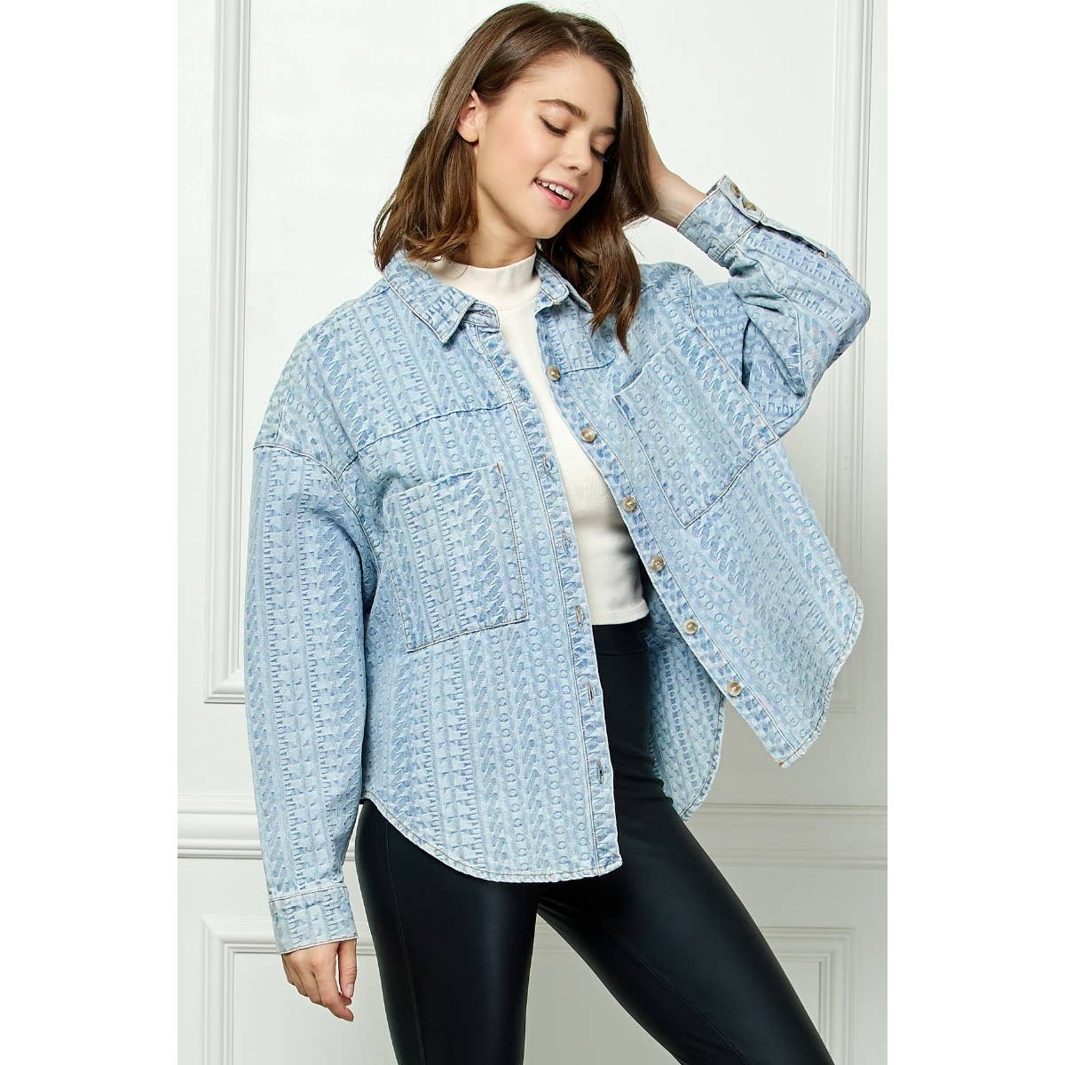Jacquard Overfit Denim Shirt