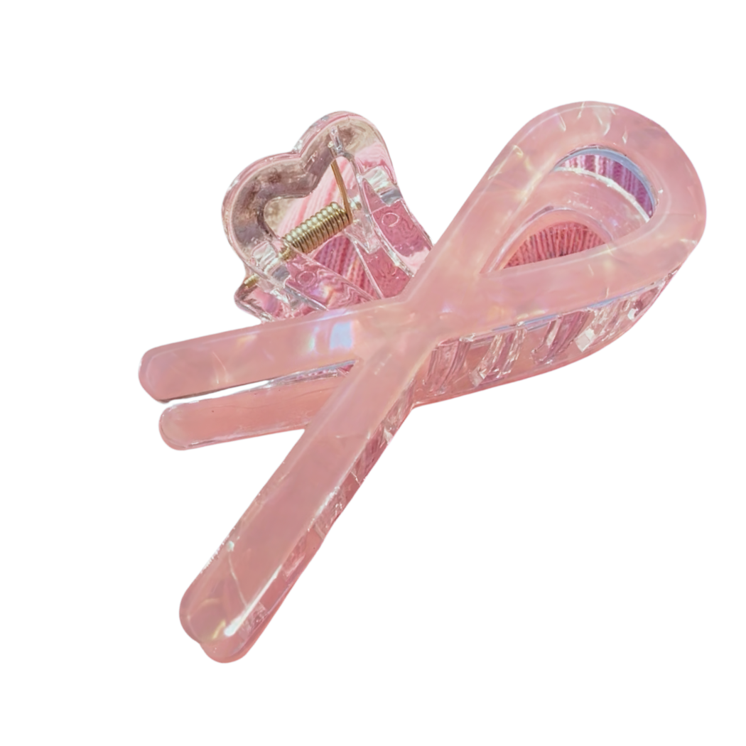 Pink Bow Claw Hair Clip