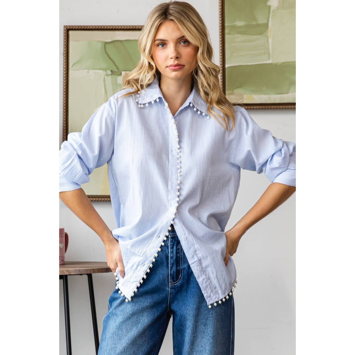 Pearl Pin Stripe Dress Shirt