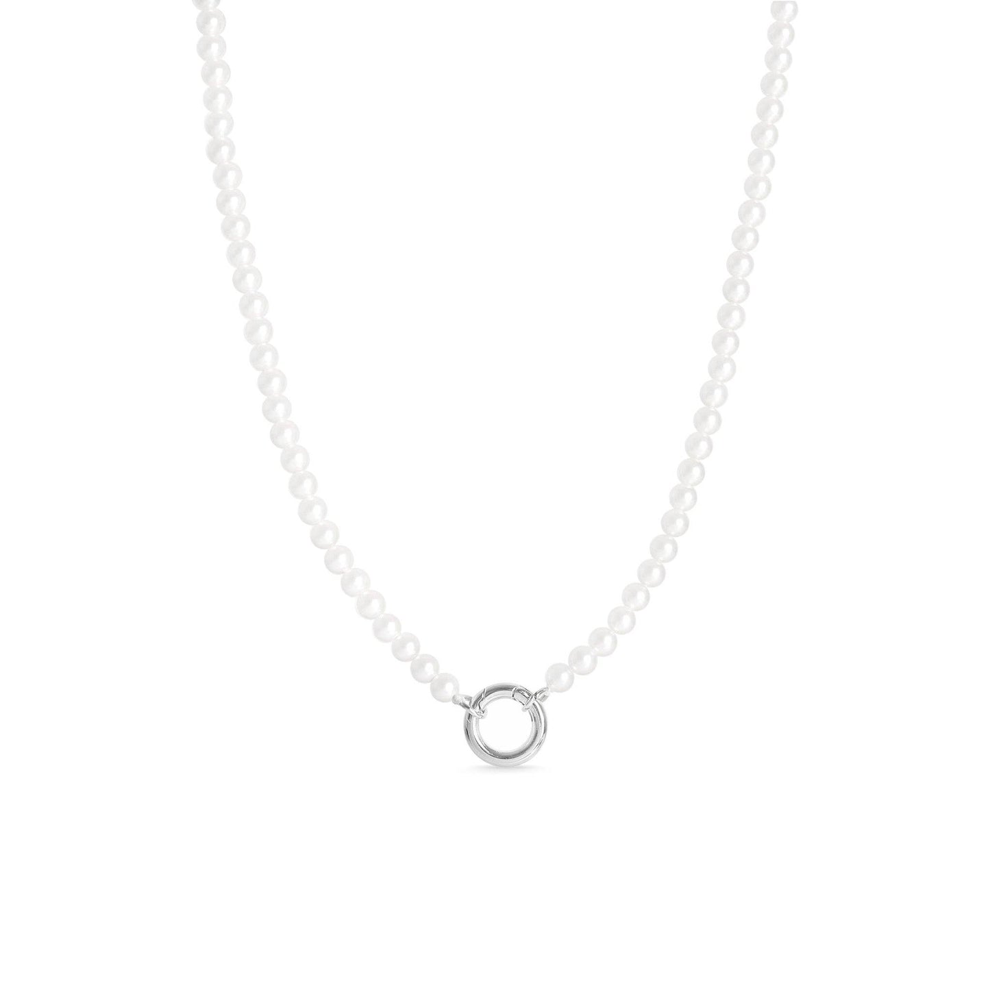 Beaded Pearl Charm Keeper Necklace: Stainless