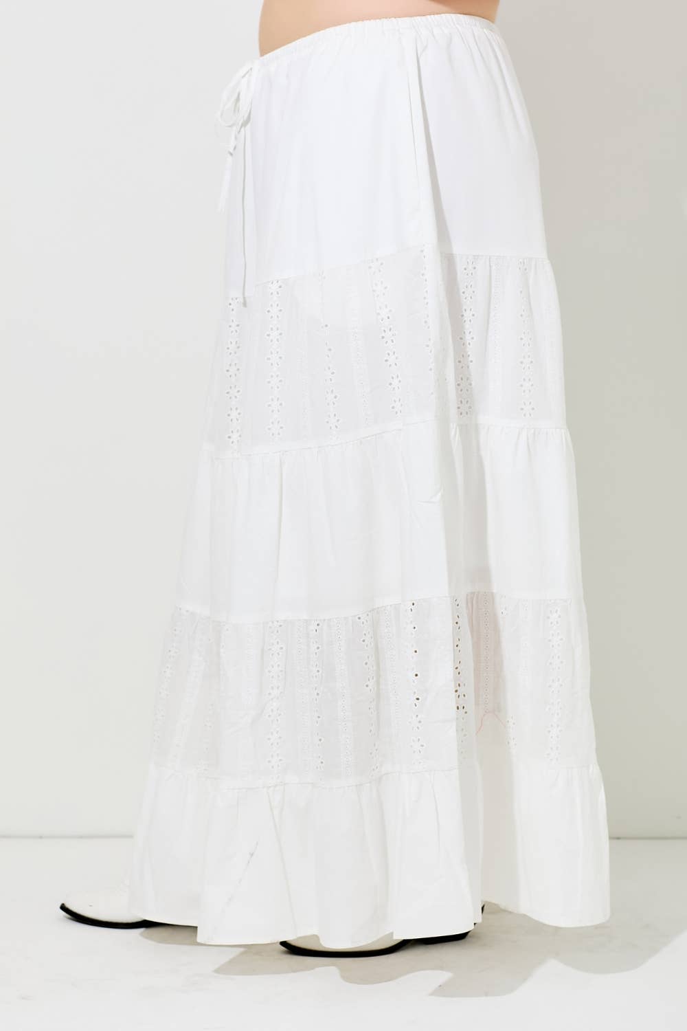 COTTON EYELET MAXI SKIRT