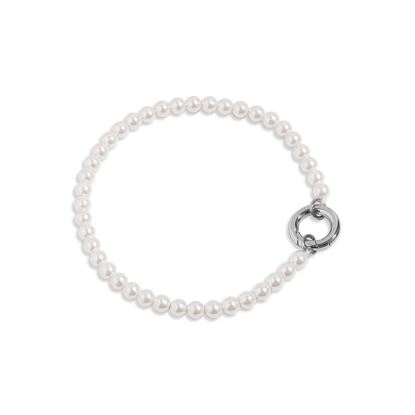 Stainless Beaded Pearl Charm Keeper Bracelet