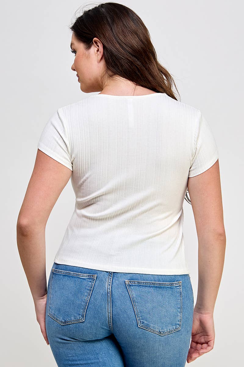 Plus Short Sleeve Ribbed Knit Shirt