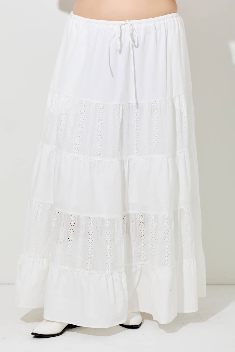 COTTON EYELET MAXI SKIRT