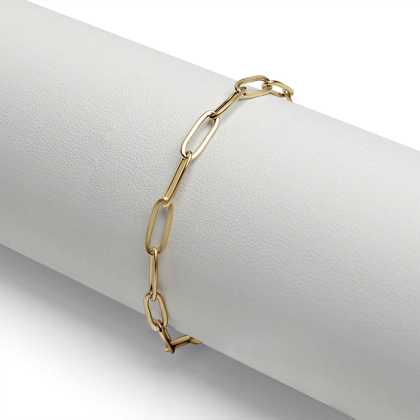 Gold Paperclip Charm Keeper Bracelet