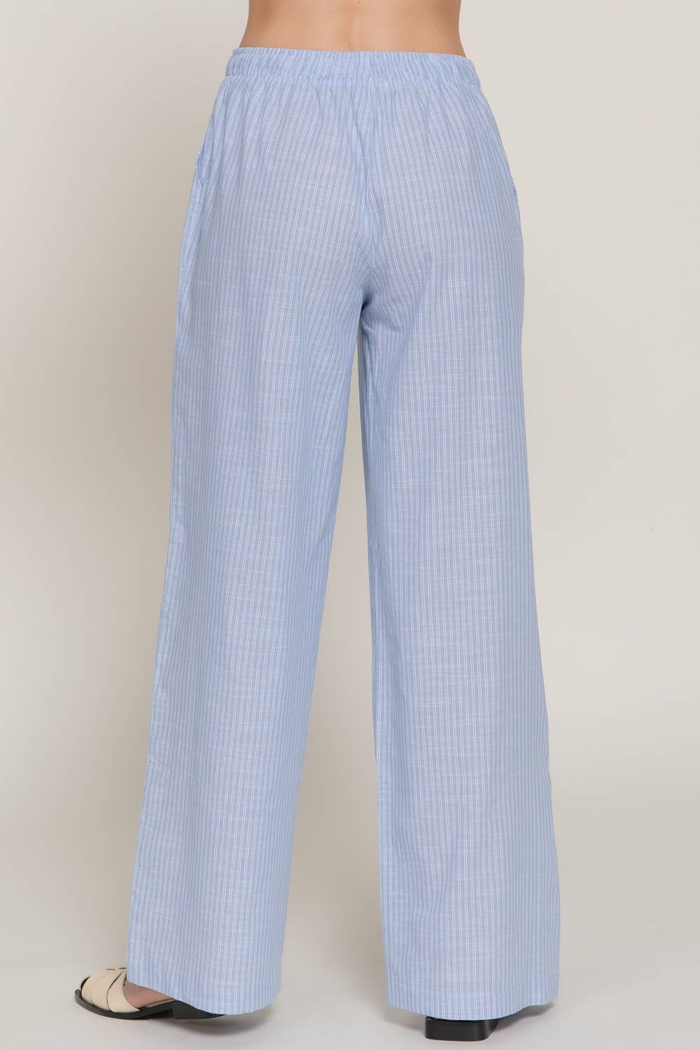 Elastic Waist Striped Cotton Pants