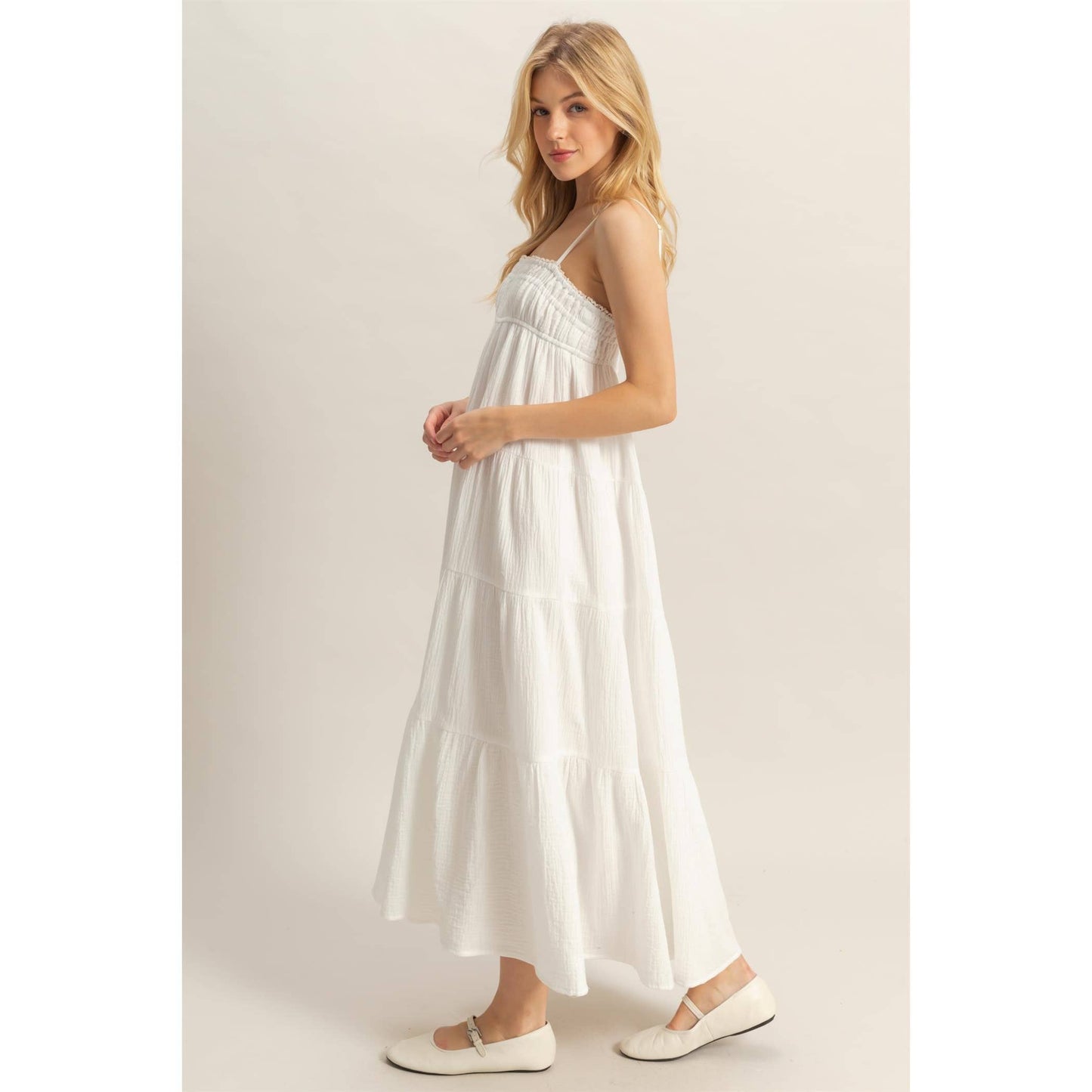 Empire Waist Sleeveless Tiered Maxi Dress