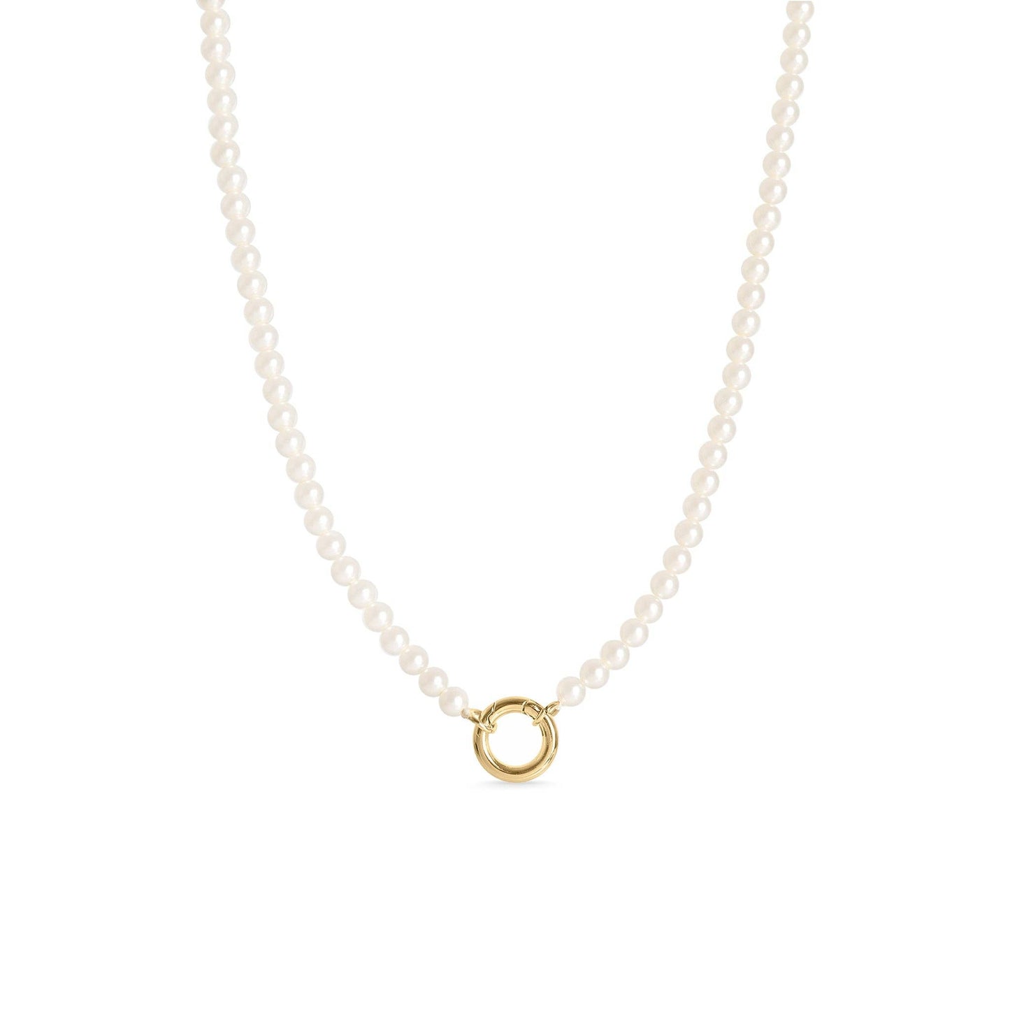 Beaded Pearl Charm Keeper Necklace: Gold