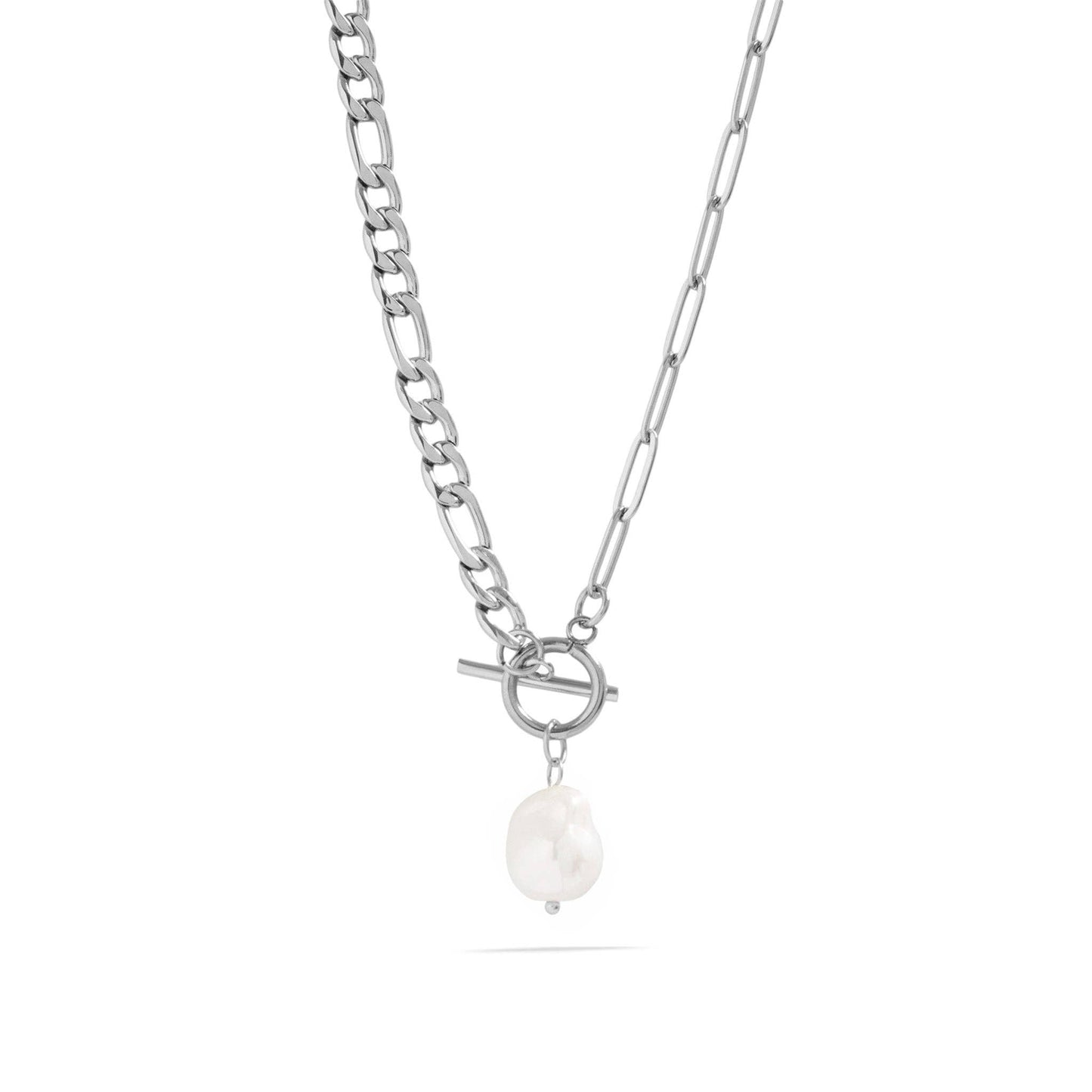 Toggle Clasp Pearl Charm Necklace