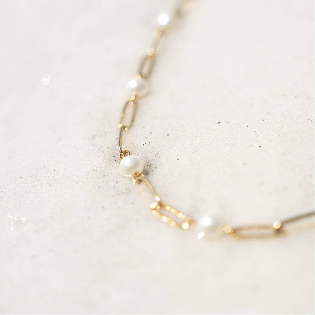 Multi Pearl Paperclip Chain Bracelet