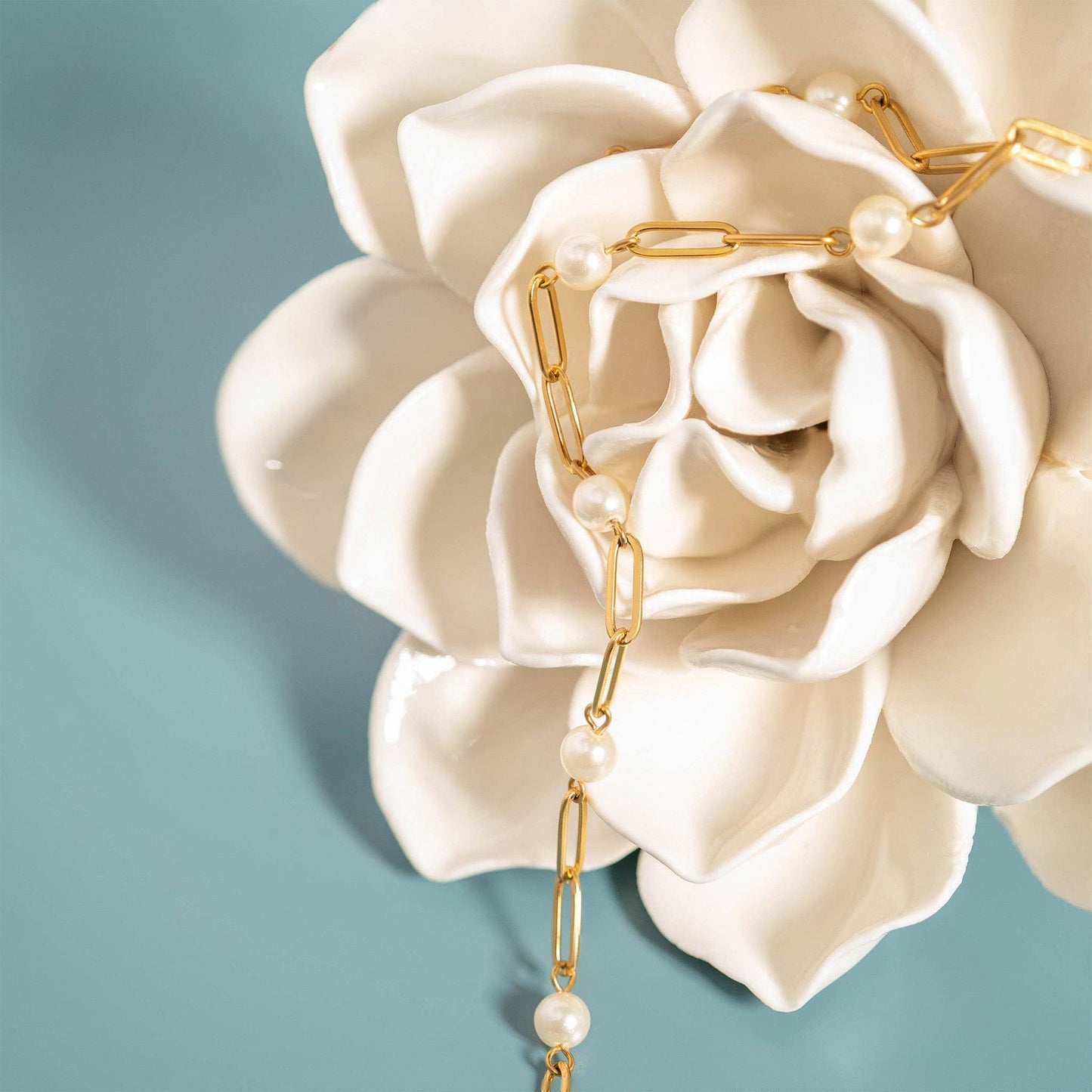 Multi Pearl Paperclip Chain Bracelet