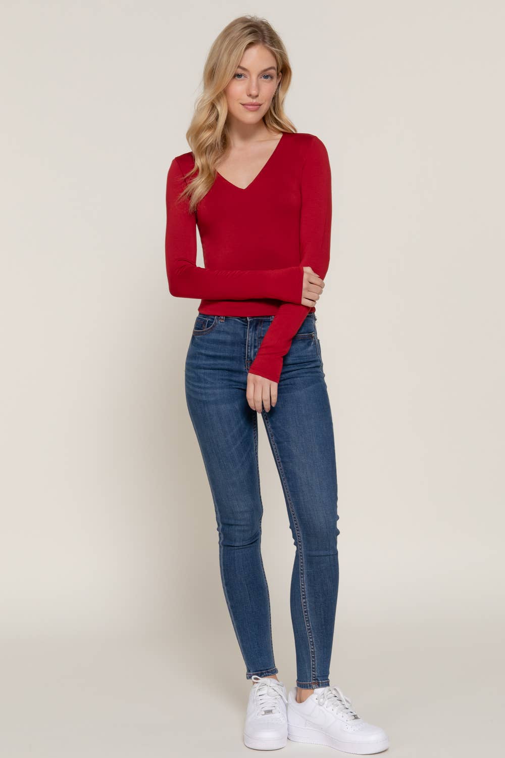 Long Sleeve V-Neck Top