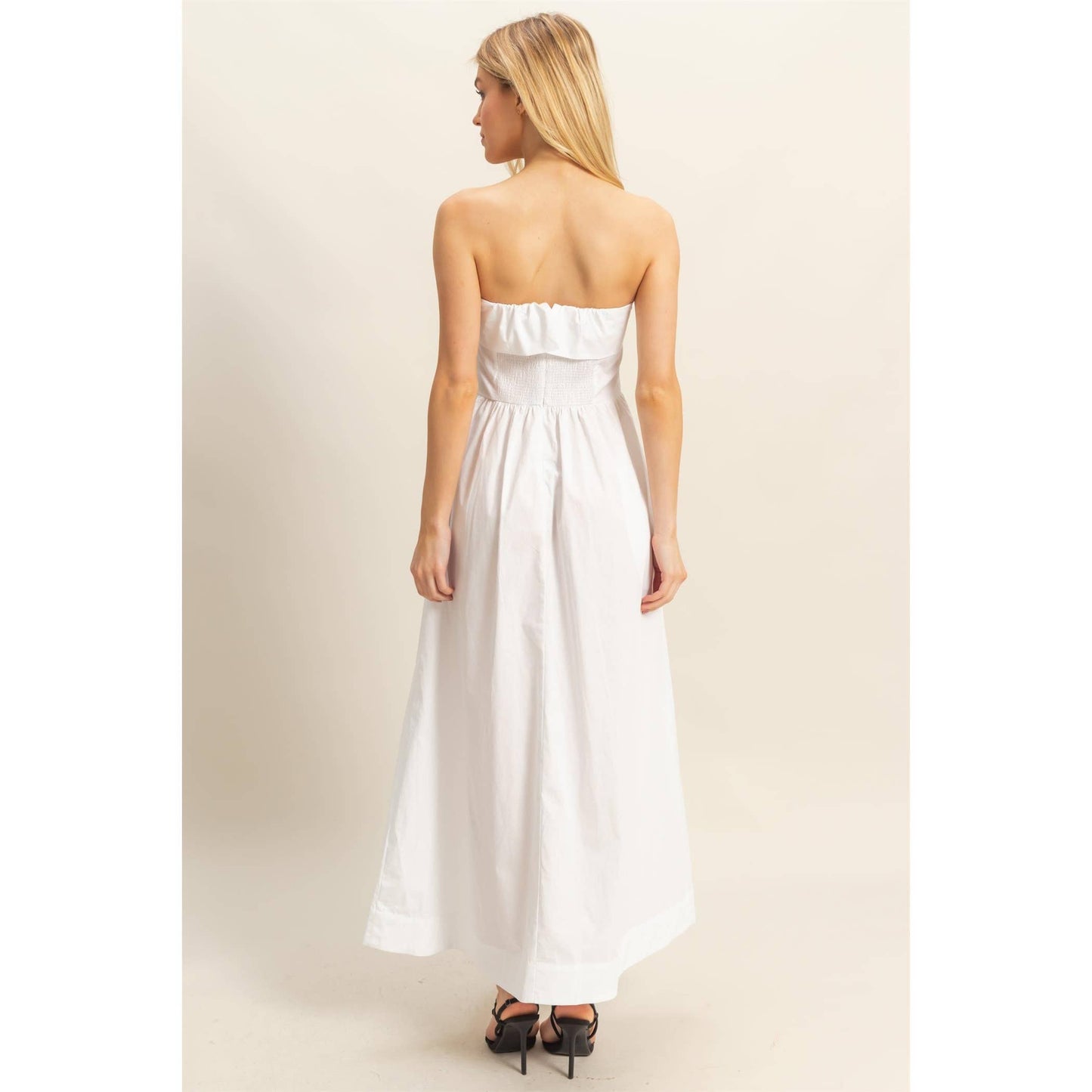 Strapless Fit And Flare Midi Dress