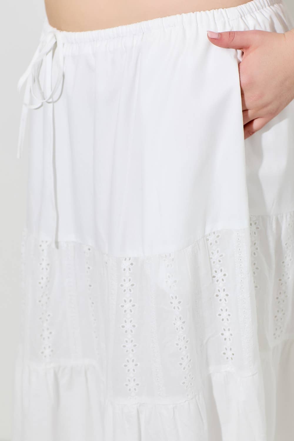 COTTON EYELET MAXI SKIRT