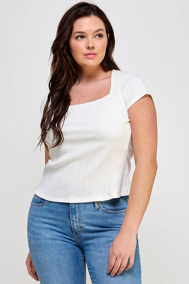 Plus Short Sleeve Ribbed Knit Shirt
