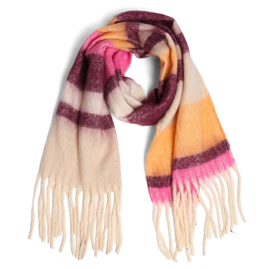 Striped Tassel Scarf