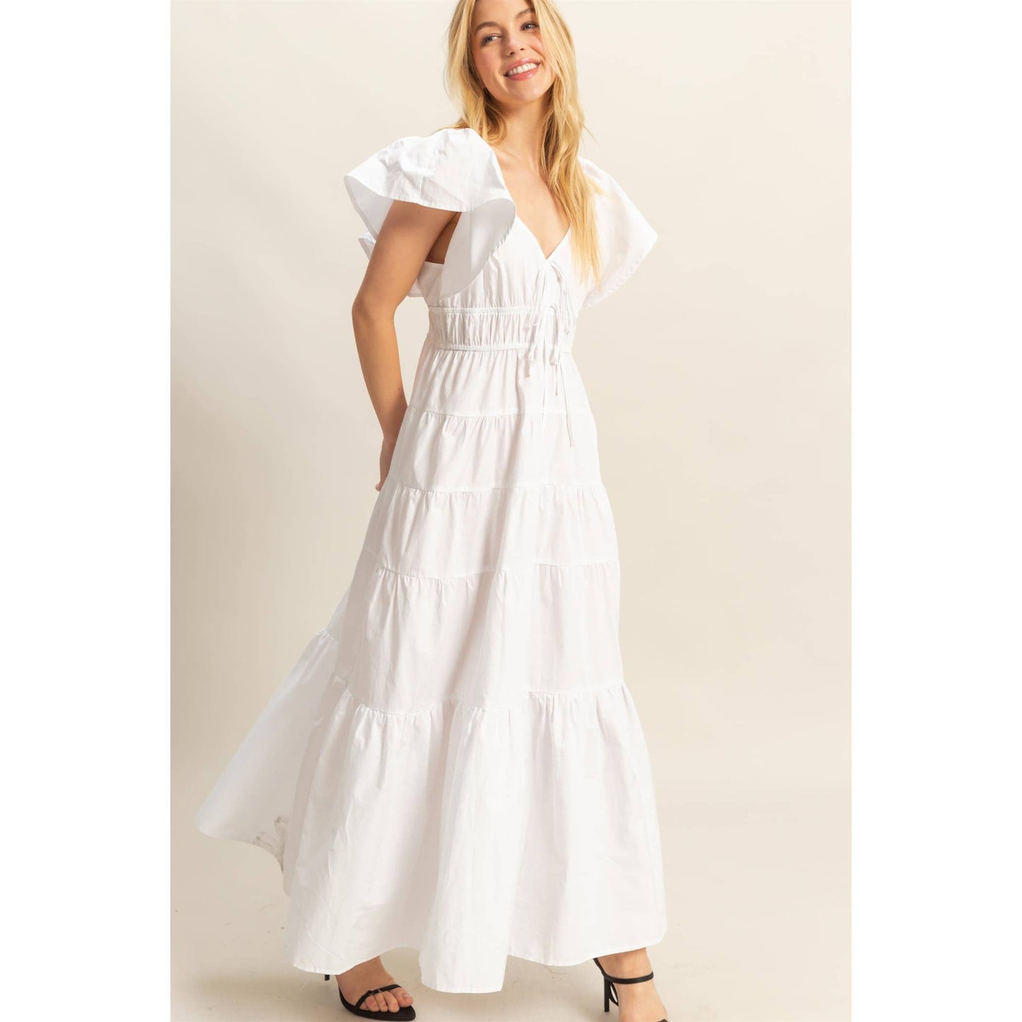 Flutter SleeveTiered Maxi Dress