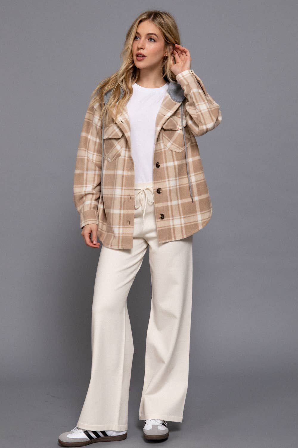 Plaid Hoodie Fleece Jacket (S-2X)