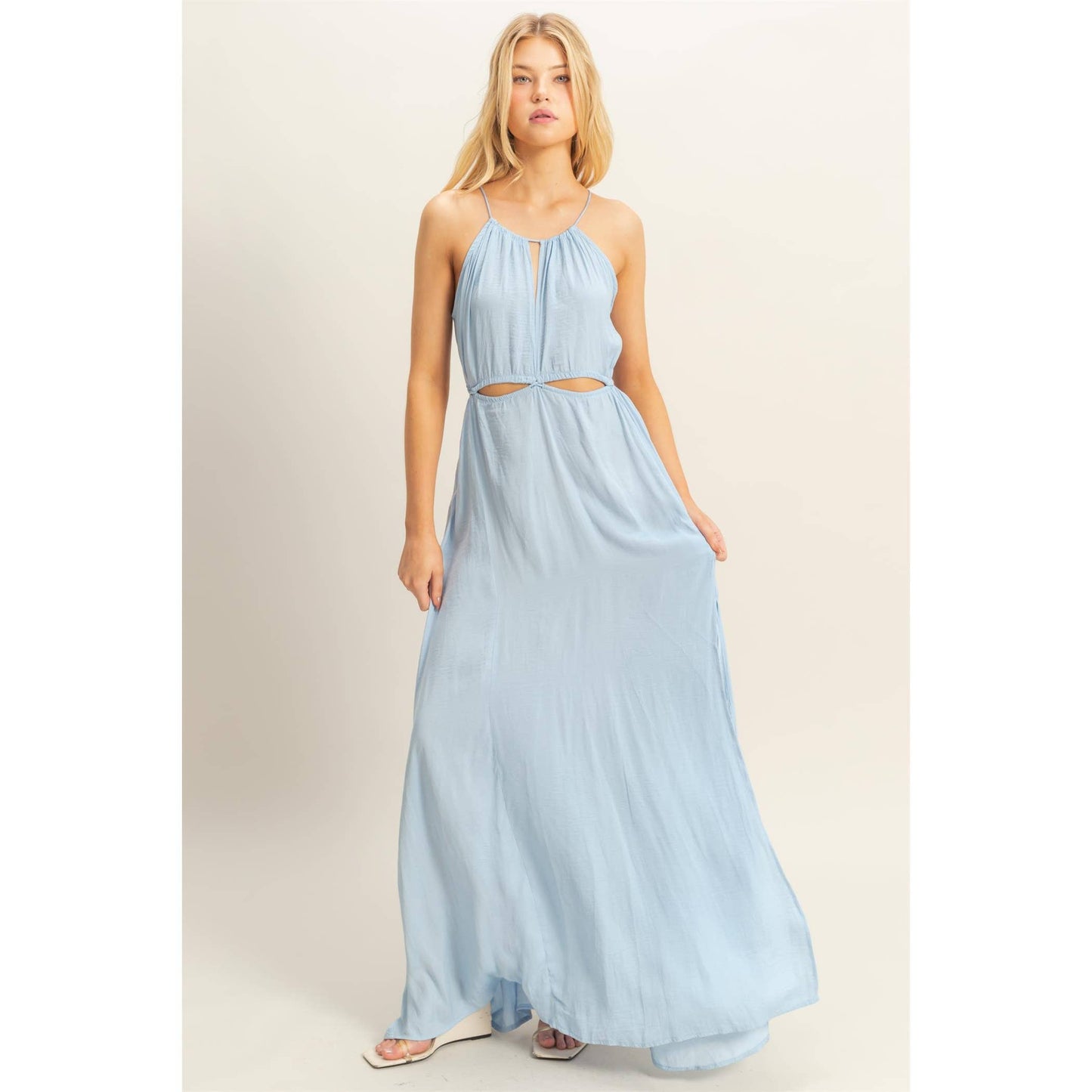 Side Cutout Side Slit Maxi Dress