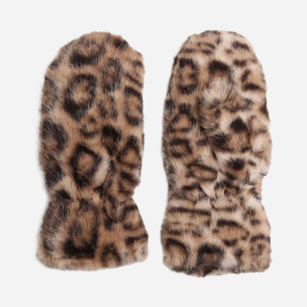 Leopard Fur Winter Mittens