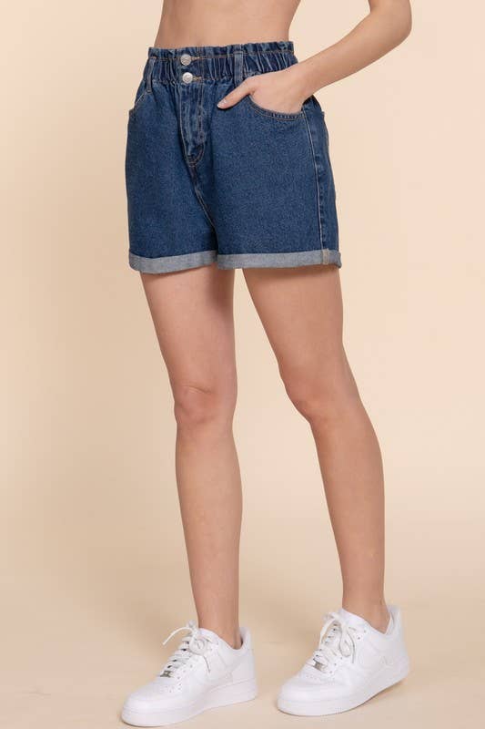 Paper Bag Denim Shorts