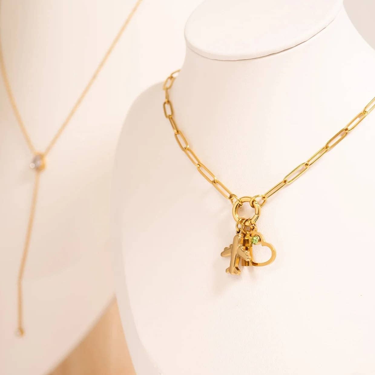 Gold Paperclip Charm Keeper Necklace: 16"